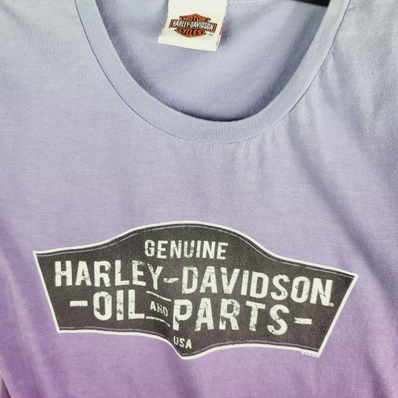 Harley Davidson Sz L short sleeve tee hombre print purple - Picture 3 of 6